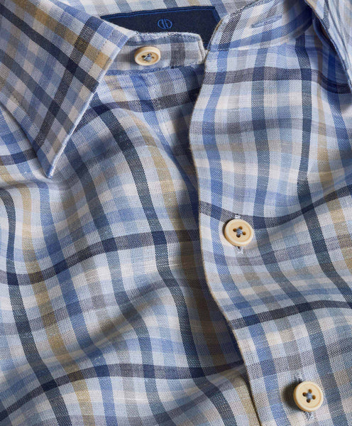 Blue & Tan Linen Check Shirt