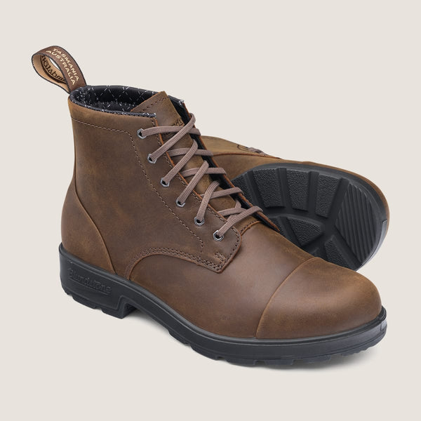 Side view of Brown lace-up 1935 boot, Blundstone 