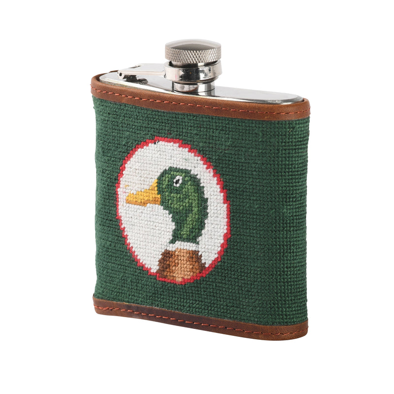 Duck Head Needlepoint Flask