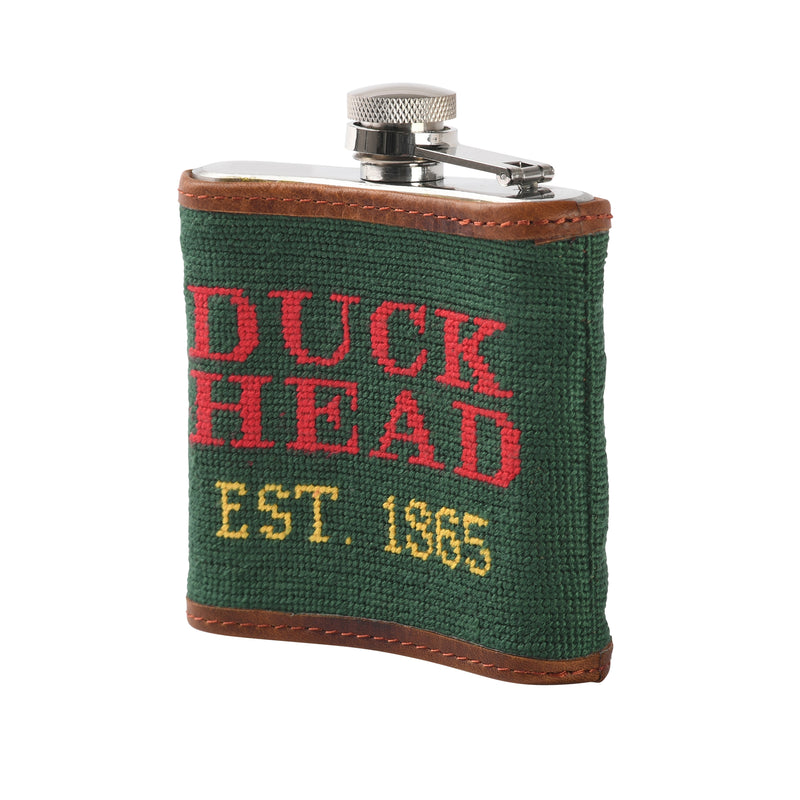 Duck Head Needlepoint Flask