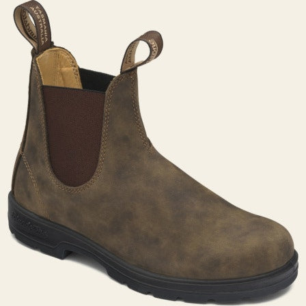 Angled view of Brown slip on 585 Boot, Blundstone