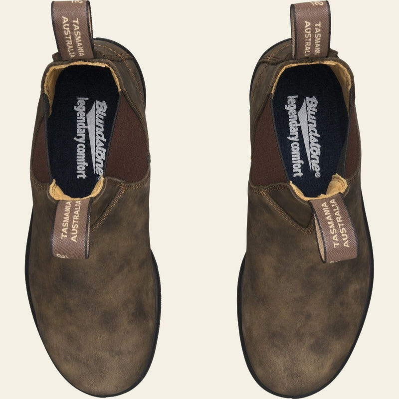 Top view of 2 Brown slip on 585 Boots, Blundstone